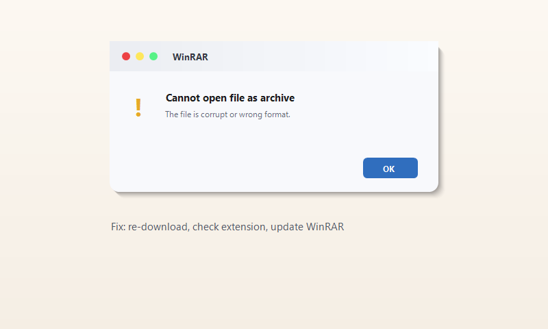 WinRAR 报错对话框